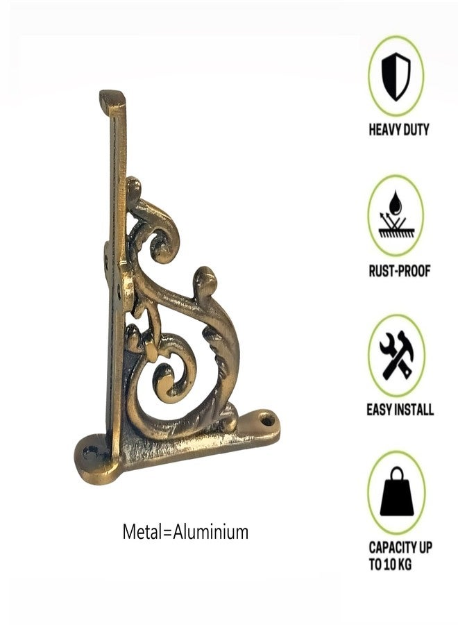 GHAR DWAR دعامة رف جدارية من الألومنيوم على طراز غار دوار للرفوف العائمة، دعامة زاوية على شكل حرف L، دعامة رف جدارية مثبتة على الحائط (مقاس 4.5 بوصة) (نحاس عتيق، عبوة من 4 قطع) - Image 4